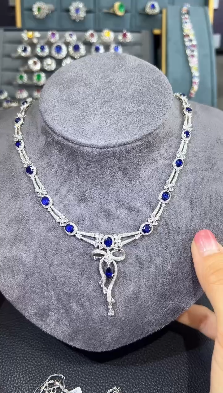 【闪购商品】蓝宝石项链18K金镶嵌项链