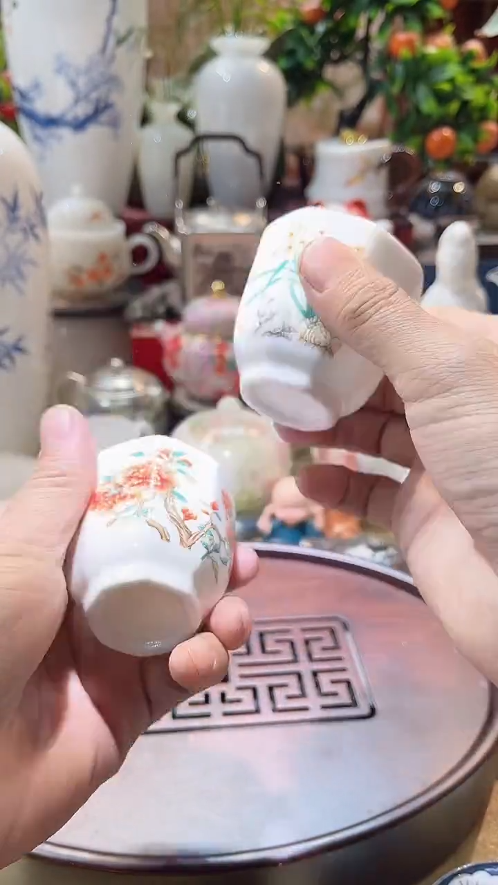 瓷片德艺茶器直播间@@花杯2个