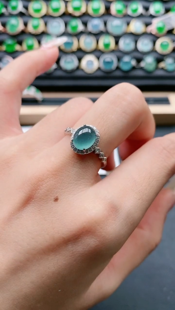 【闪购商品】翡翠戒指银S925镶嵌11111