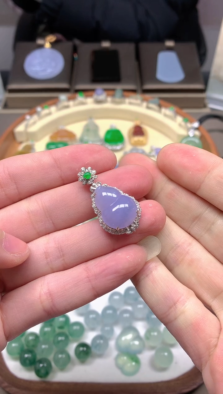 【闪购商品】翡翠颈饰18K金镶嵌挂件