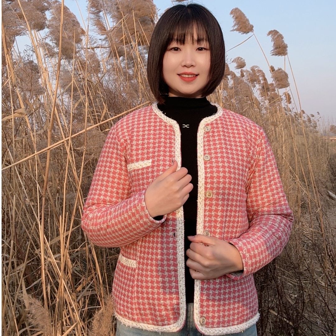 保暖长袖千鸟格驼绒棉外套