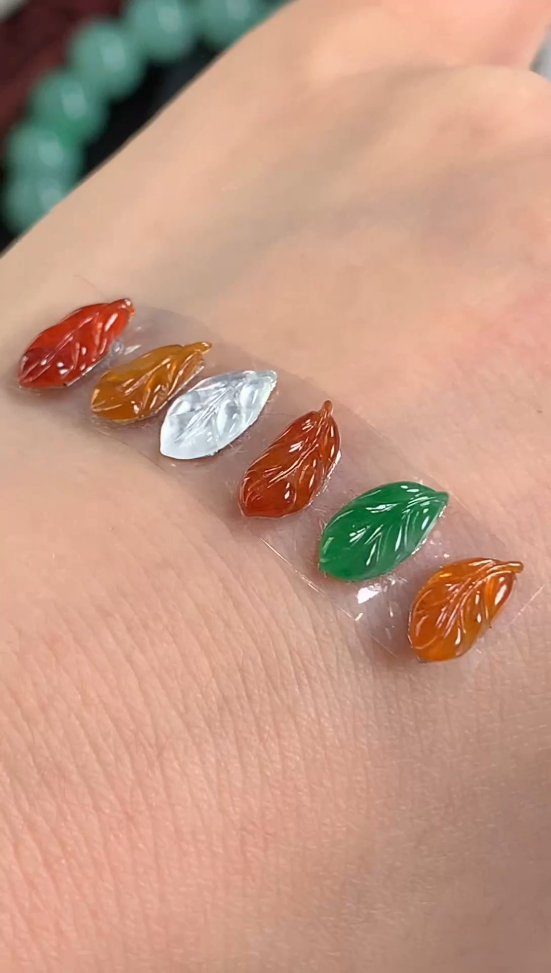 未镶嵌定制翡翠叶子一套