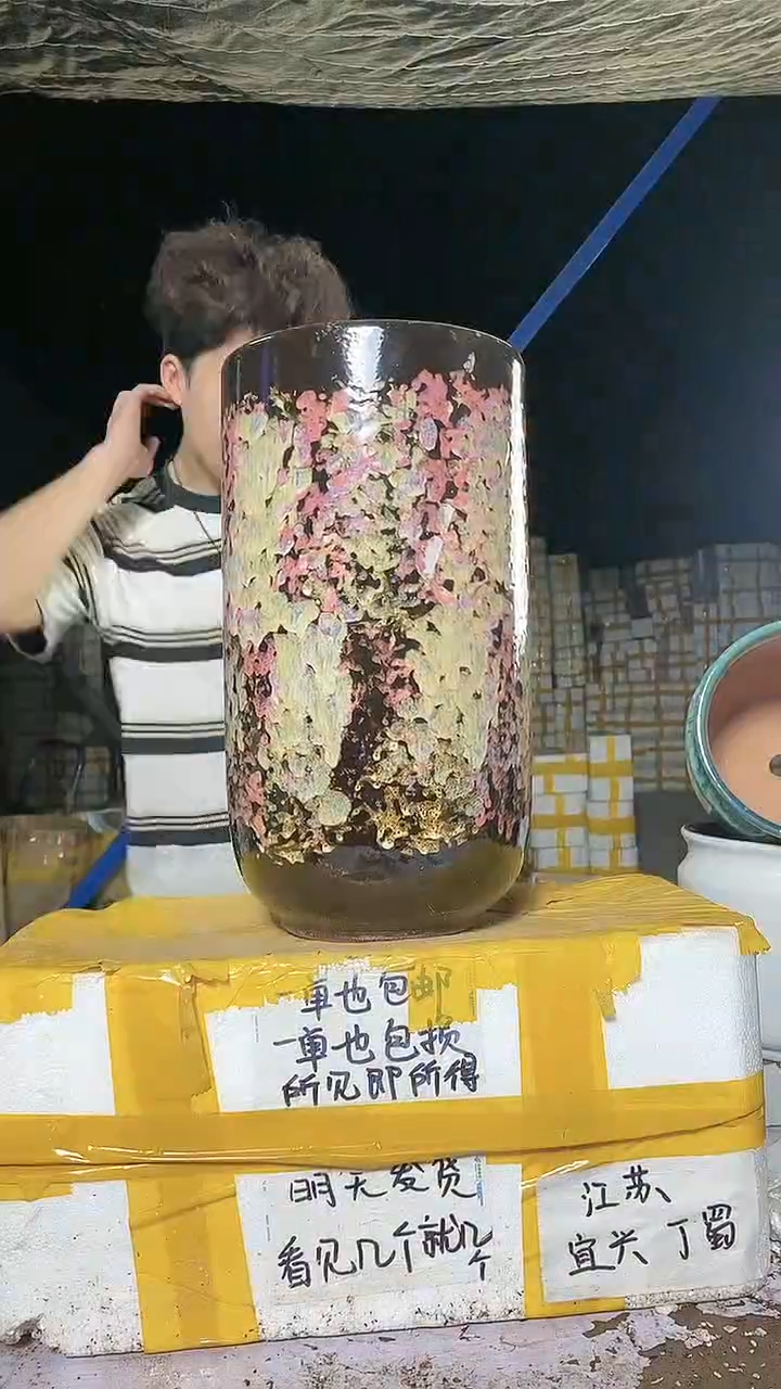 紫砂花盆宜兴紫砂粗陶花盆20*39
