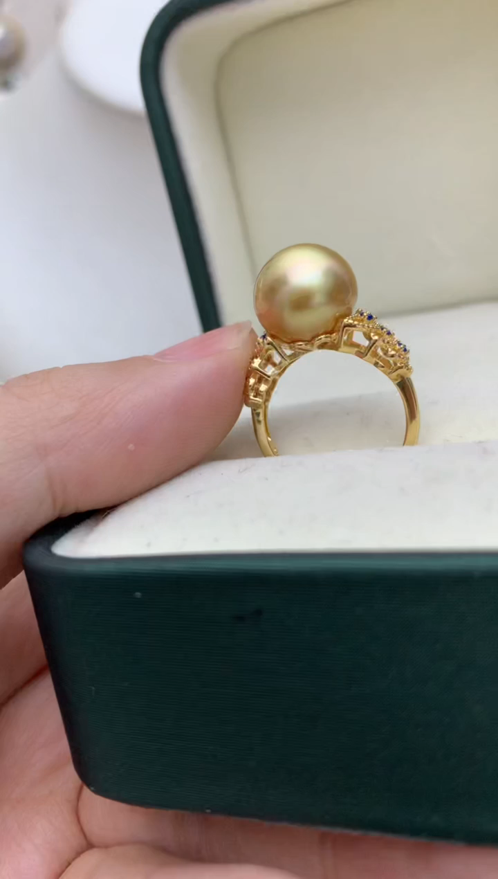 银S925镶嵌戒指海水珍珠q36 