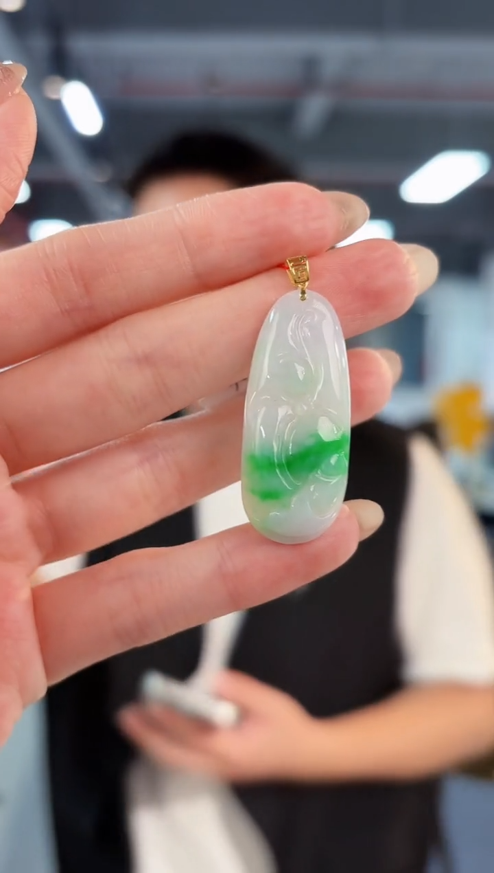 【闪购商品】翡翠颈饰18K金镶嵌缅料A货/支持复检/一件