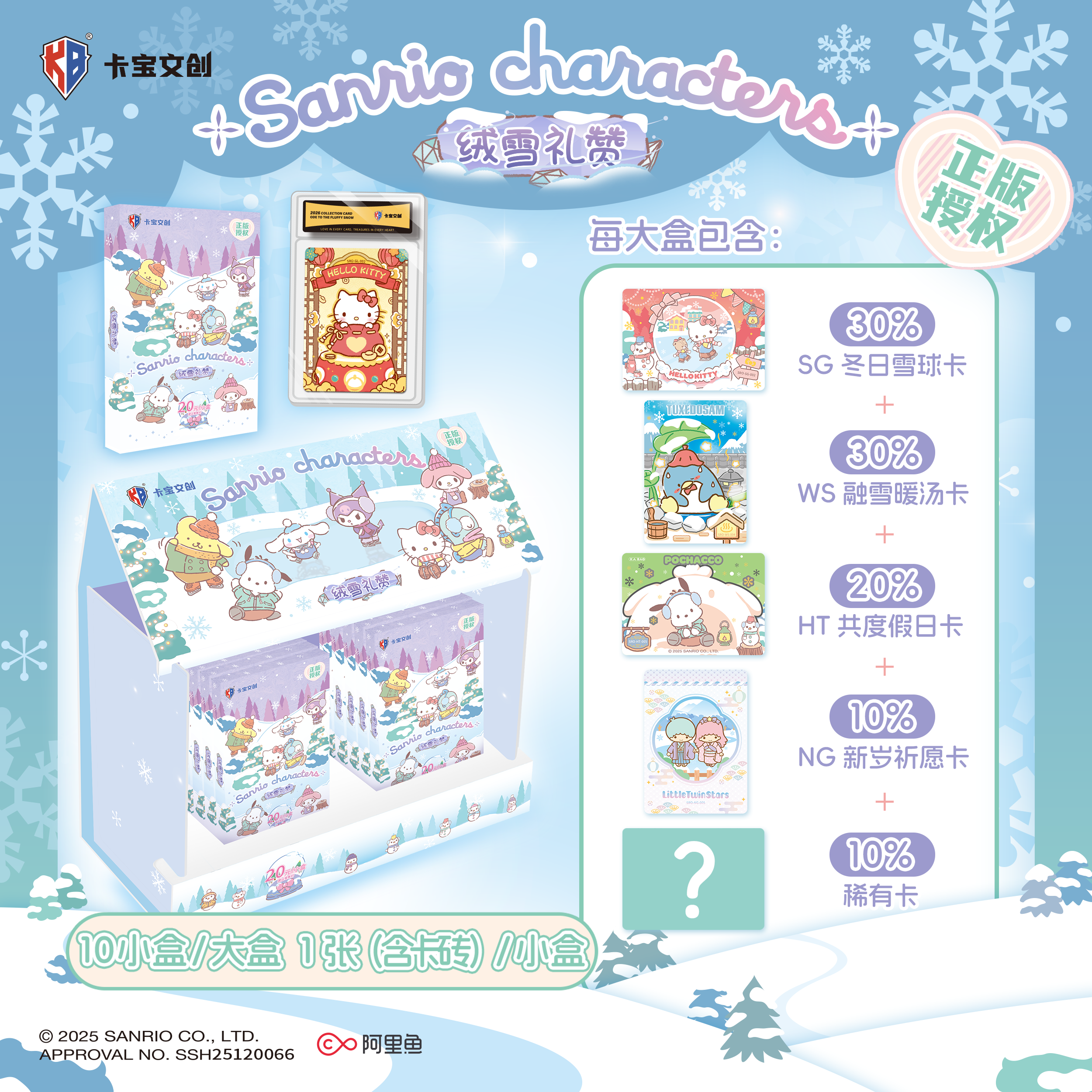 【玩法】卡宝文创三丽鸥家族·绒雪礼赞系列拍立得卡牌盲盒