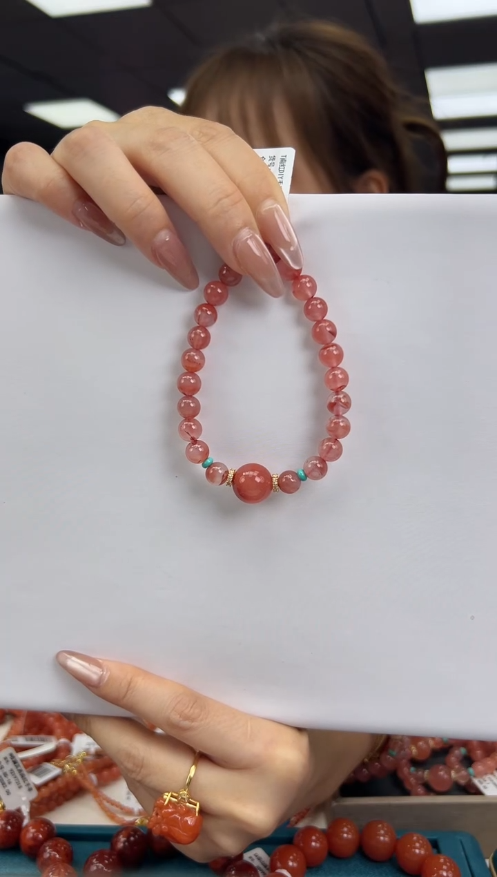 南红玛瑙珠串未镶嵌8.13-7mm（多样式）