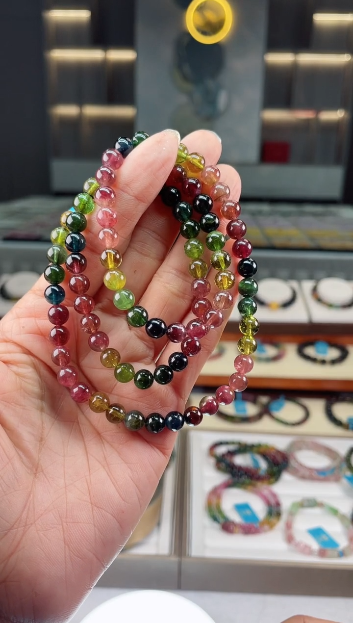 【闪购商品】碧玺三圈手串未镶嵌（多样性发一条）Q
