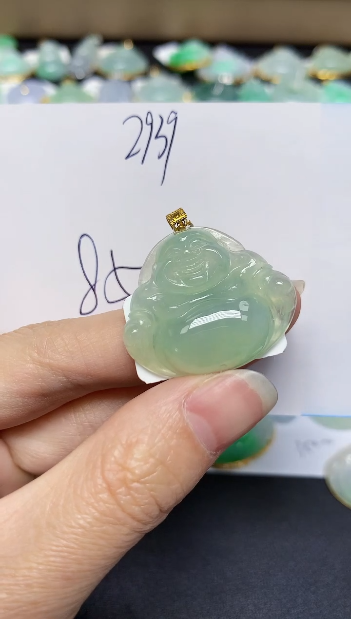 翡翠18K金镶嵌颈饰 天然翡翠A货