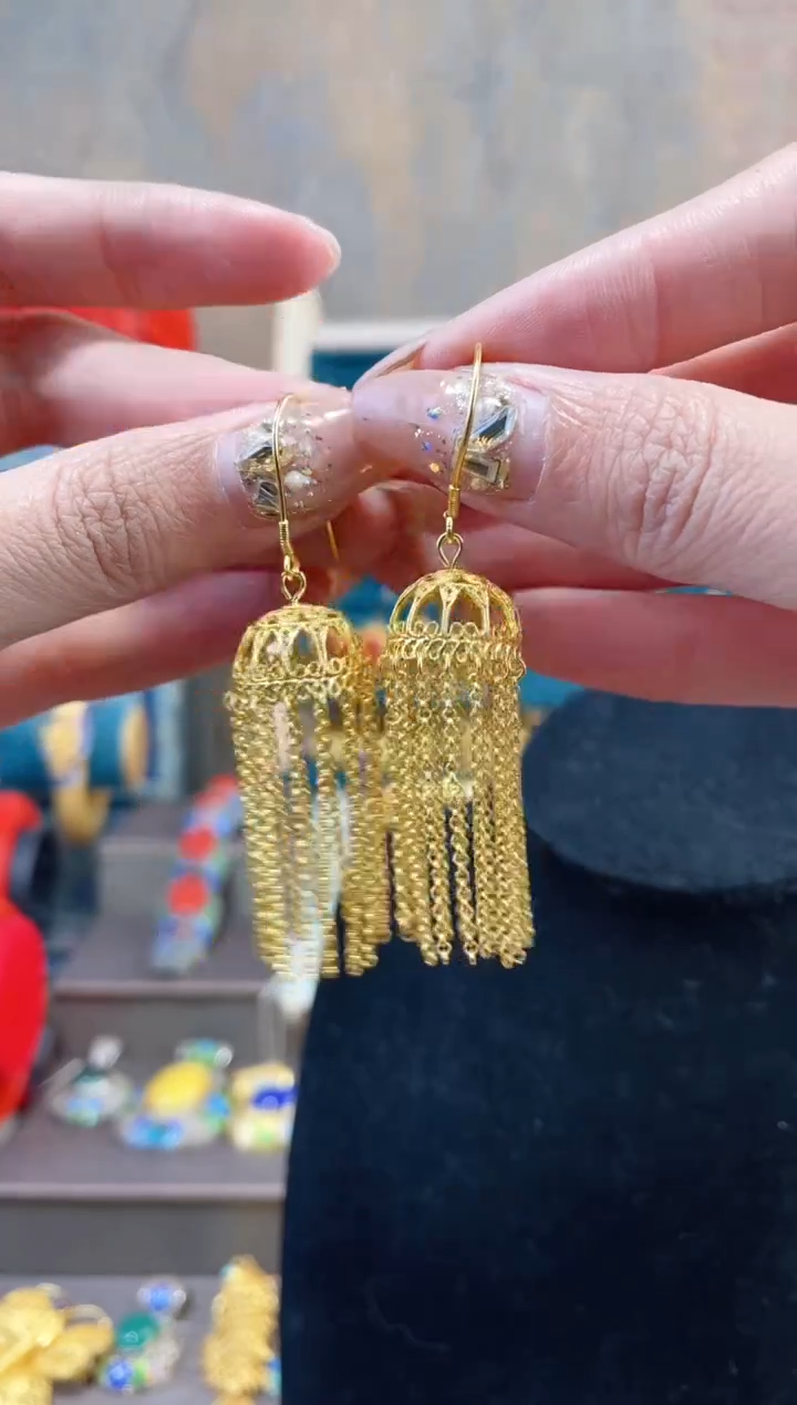 【闪购商品】非遗绝技花丝镶嵌耳环