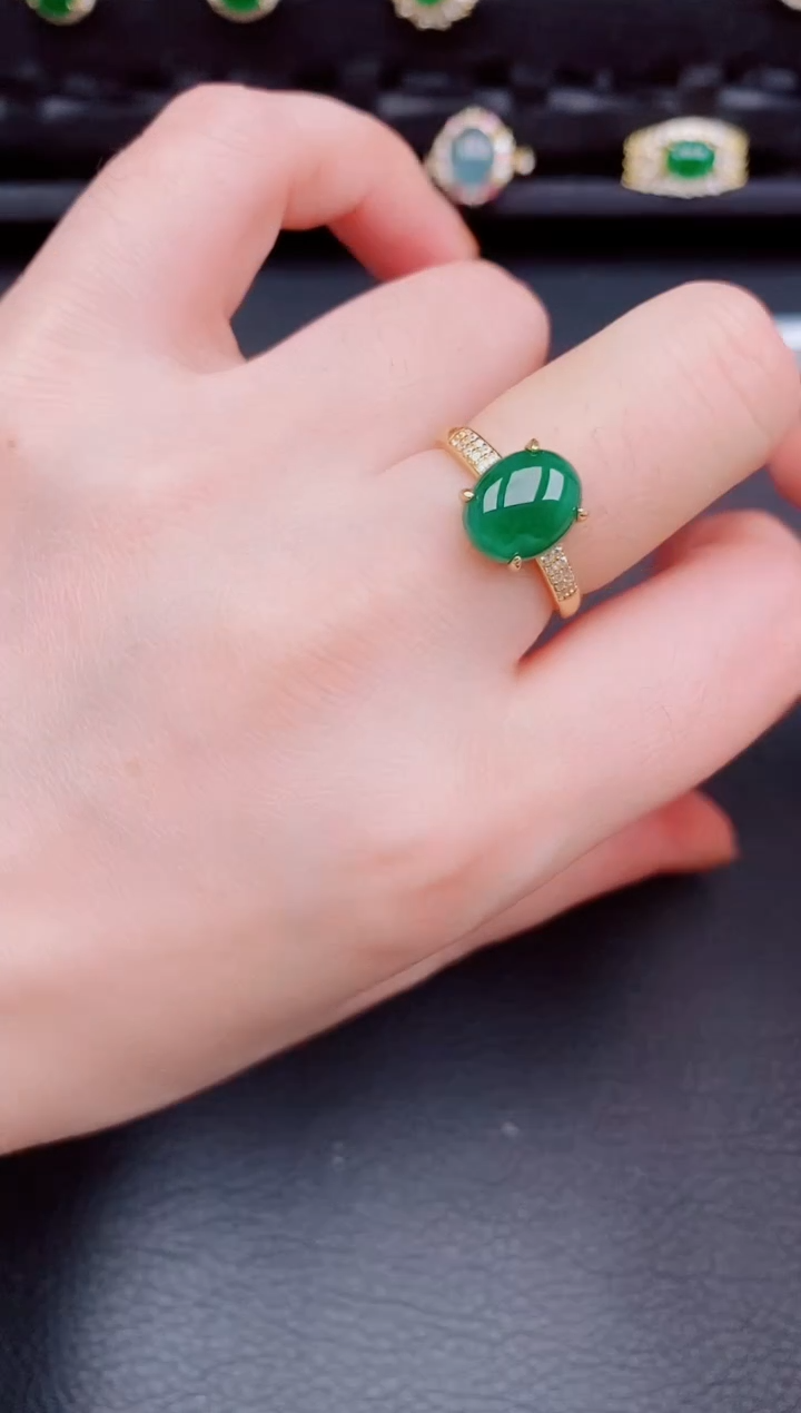 【闪购商品】翡翠戒指银S925镶嵌天然a货翡翠341