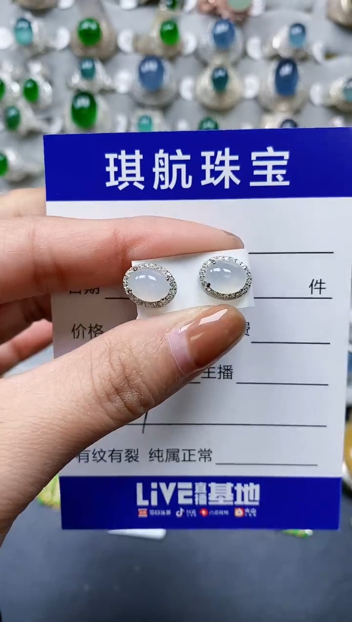 【闪购商品】翡翠耳饰银S925镶嵌0189