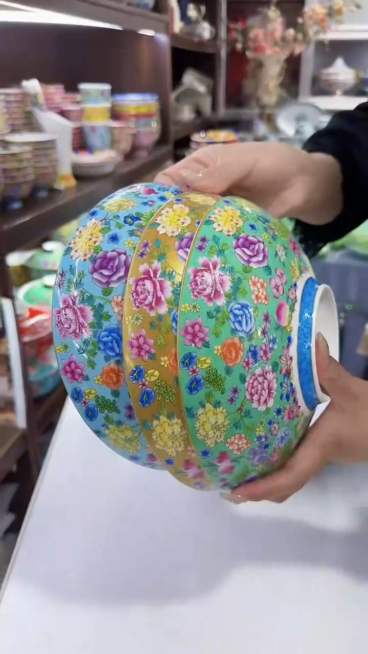 瓷片8.5英寸元宝盘3个景德镇混色