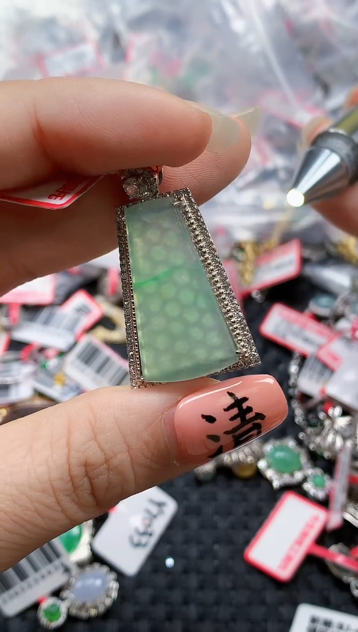 银S925镶嵌戒指翡翠天然A货缅甸翡翠