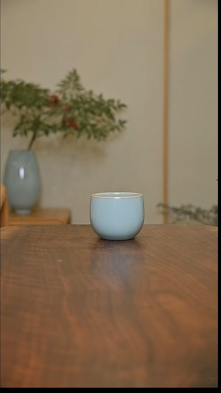 暖心杯 天青 微瑕 朱法喜款