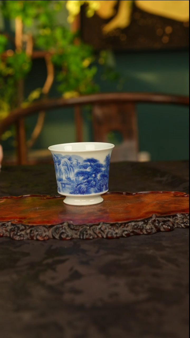 手工手绘山水主人杯