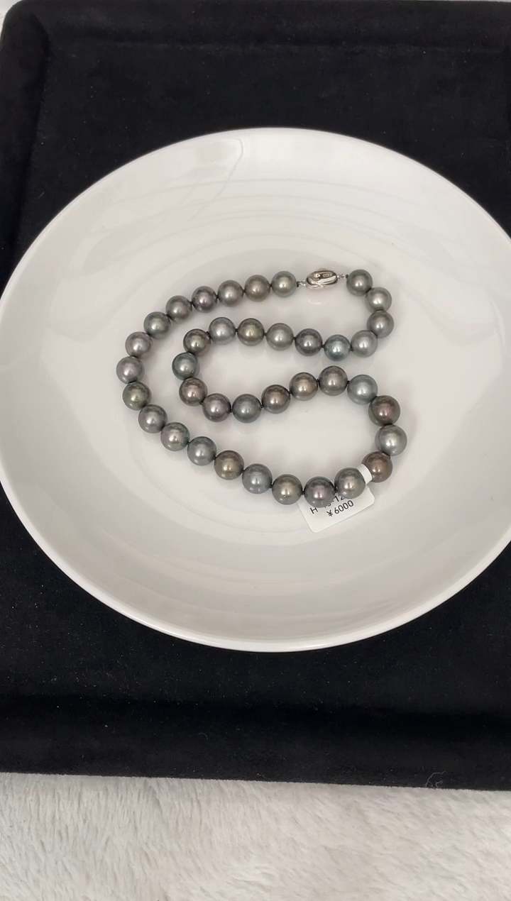 【闪购商品】海水珍珠项链银S925镶嵌大溪地10-12mm（多样性发一）