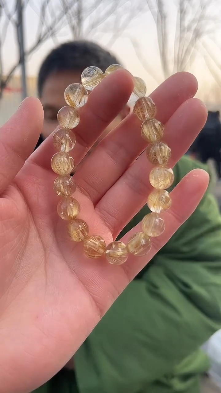 【闪购商品】发晶手链未镶嵌天然金发晶手串多样性发一10mm