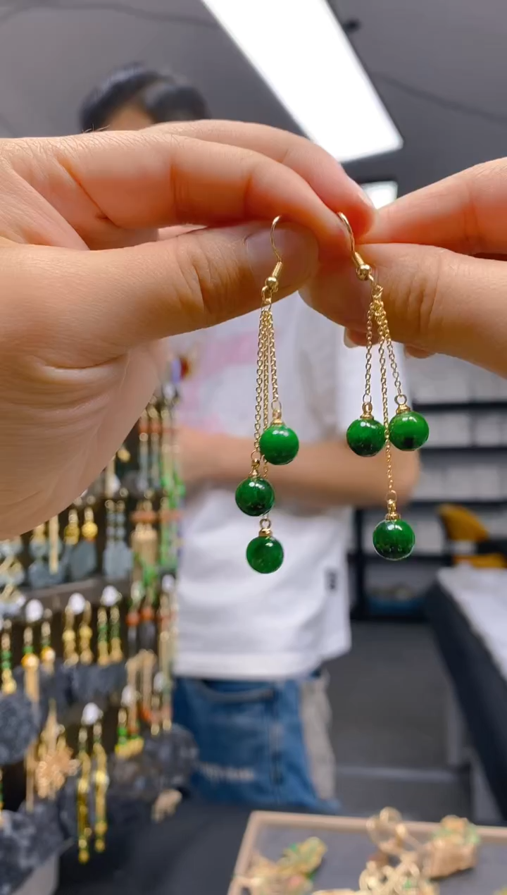 翡翠合金耳饰017翡翠耳钩