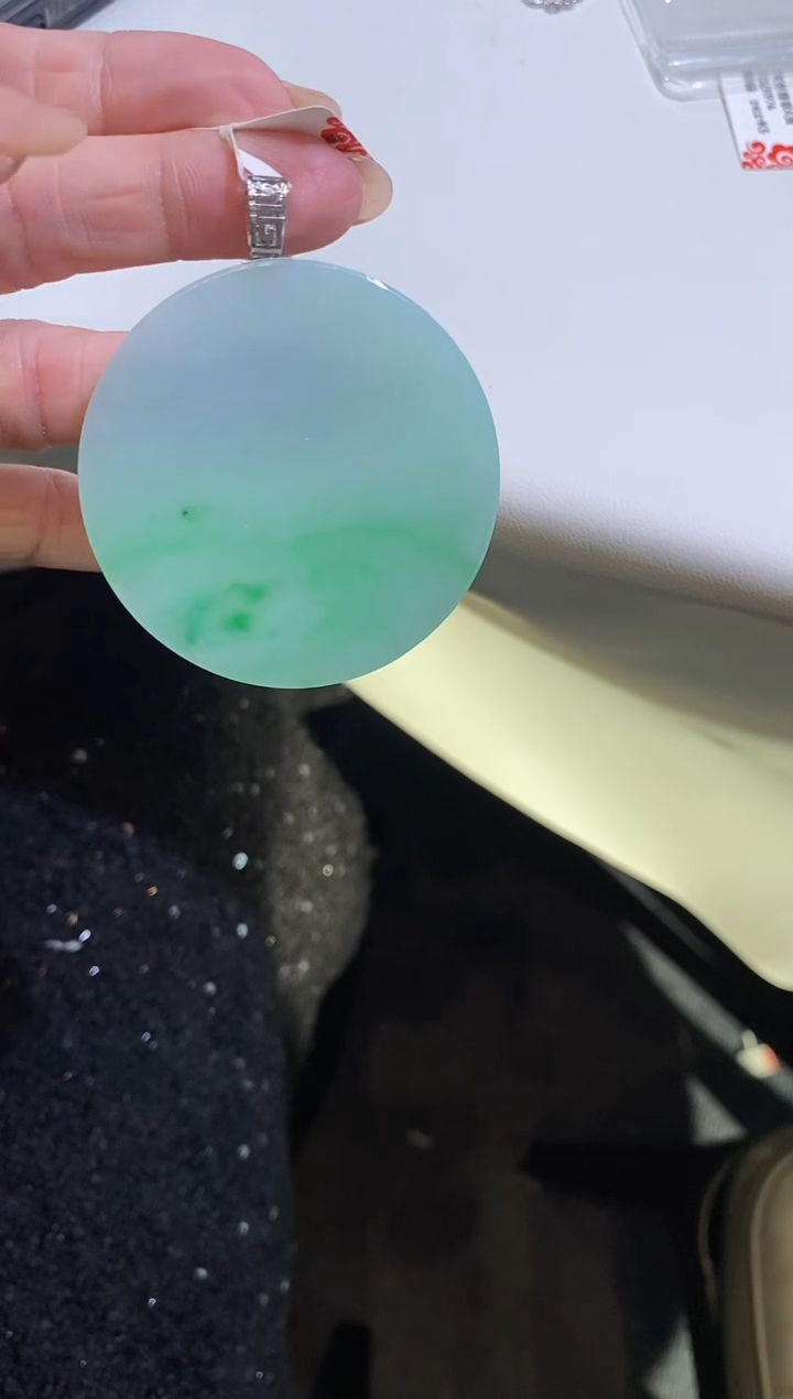 吊坠(不含链)18K金镶嵌翡翠无事牌