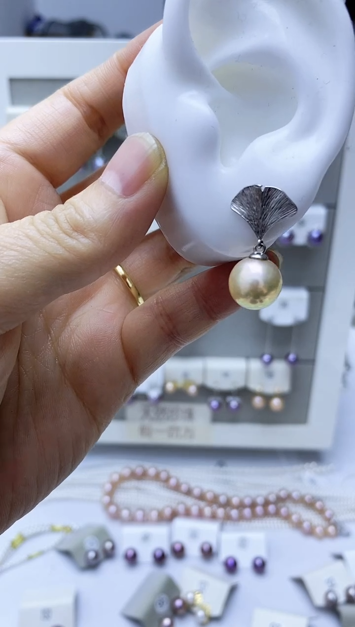 银S925镶嵌淡水珍珠耳饰7