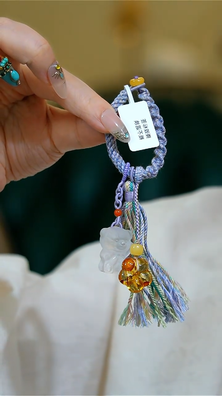 【闪购商品】水晶挂饰未镶嵌白水晶小熊花珀小花挂饰