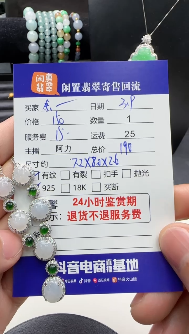 【闪购商品】翡翠项链银S925镶嵌翡翠项链