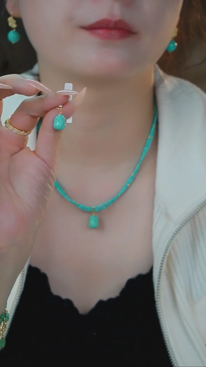 【闪购商品】绿松石吊坠18K金镶嵌发货一件