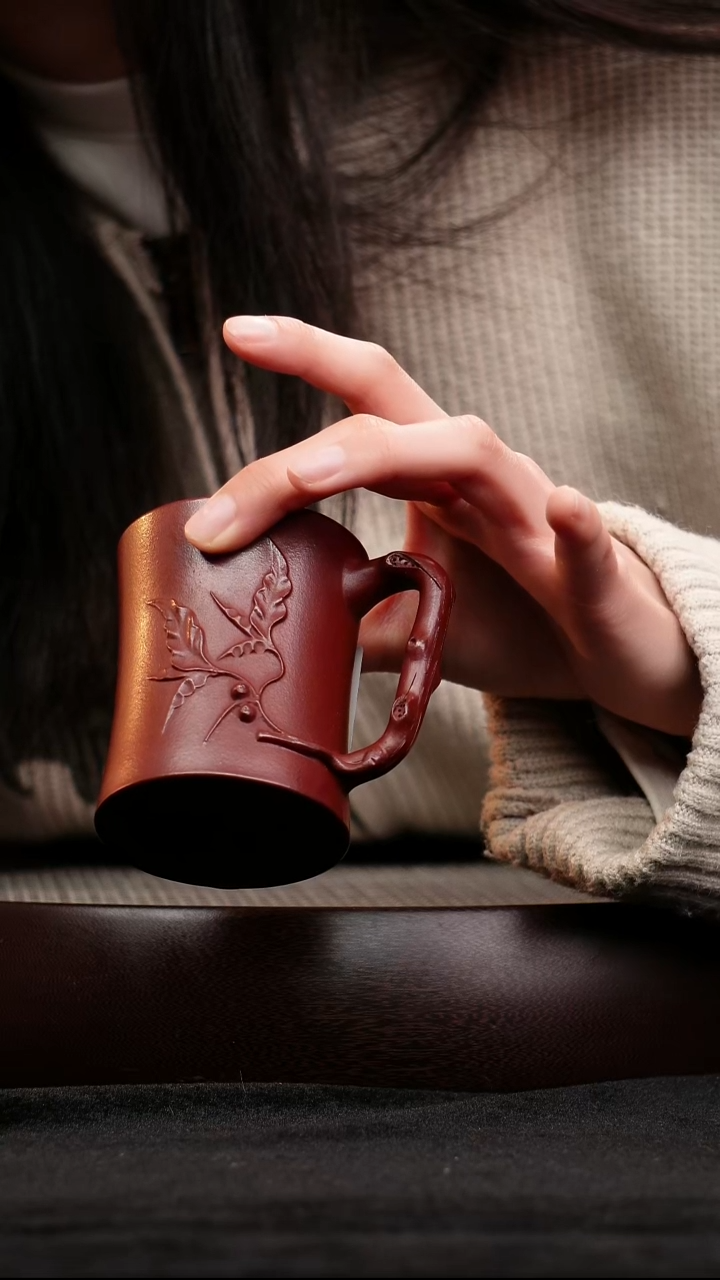 茶壶紫砂宜兴紫砂带把杯