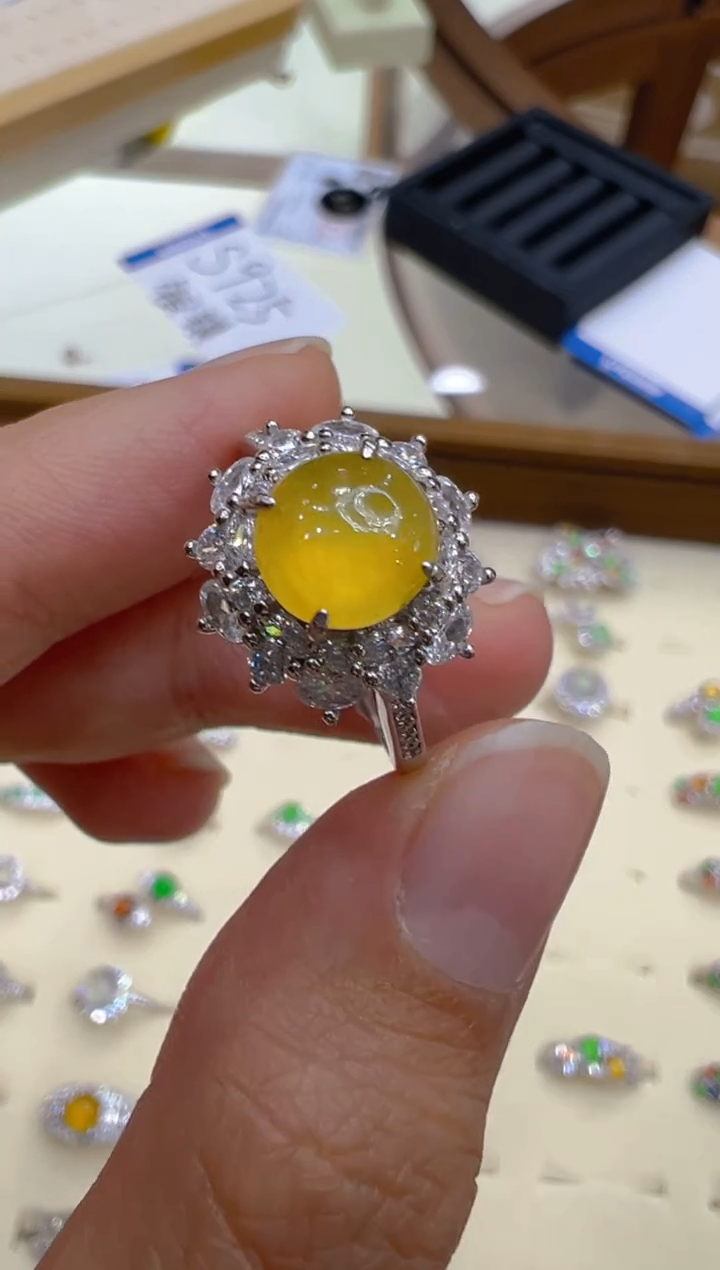 银S925镶嵌戒指翡翠多样性团购发一件