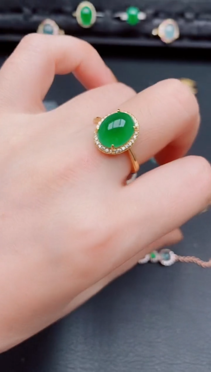 【闪购商品】翡翠戒指银S925镶嵌天然a货翡翠710