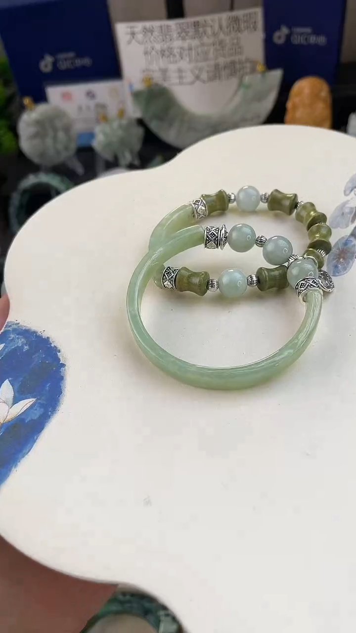 未镶嵌手链翡翠手工定制默认微瑕播介绍为准 52