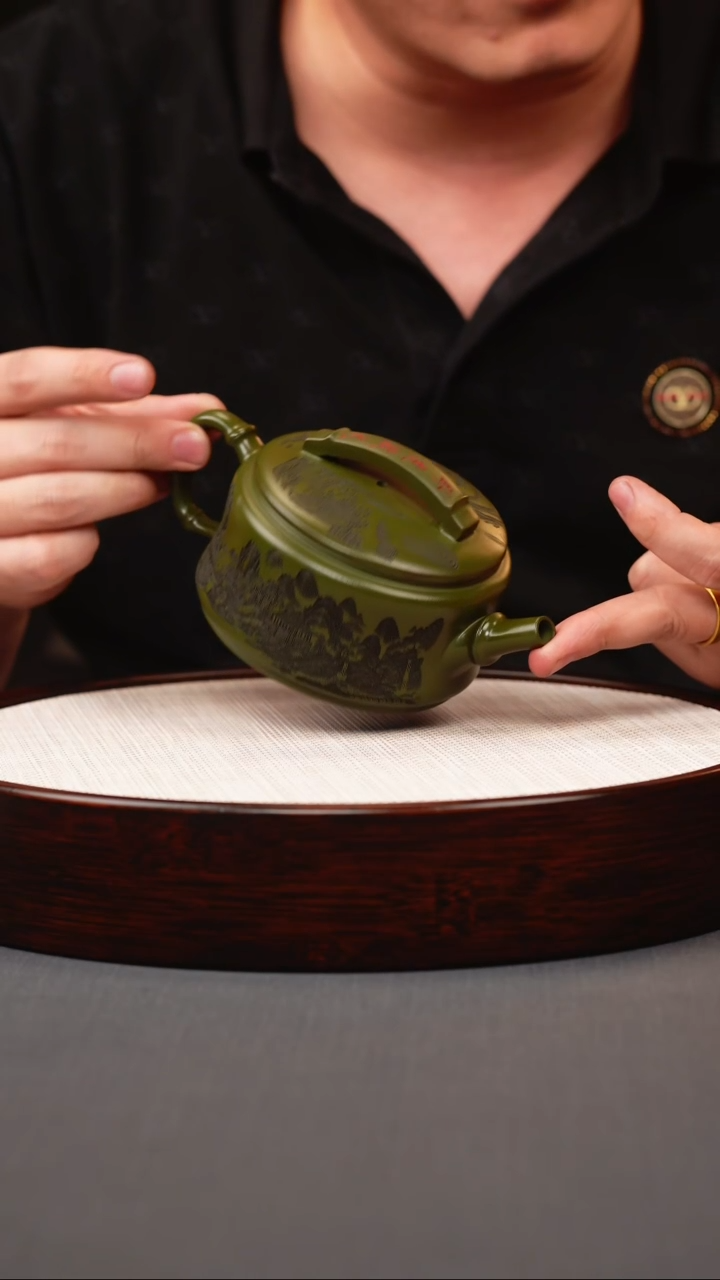 茶壶紫砂绿泥竹节汉瓦