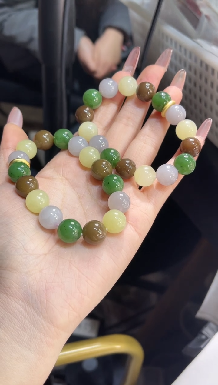 银S925镶嵌手链和田玉多样性发其一孤品默认微瑕