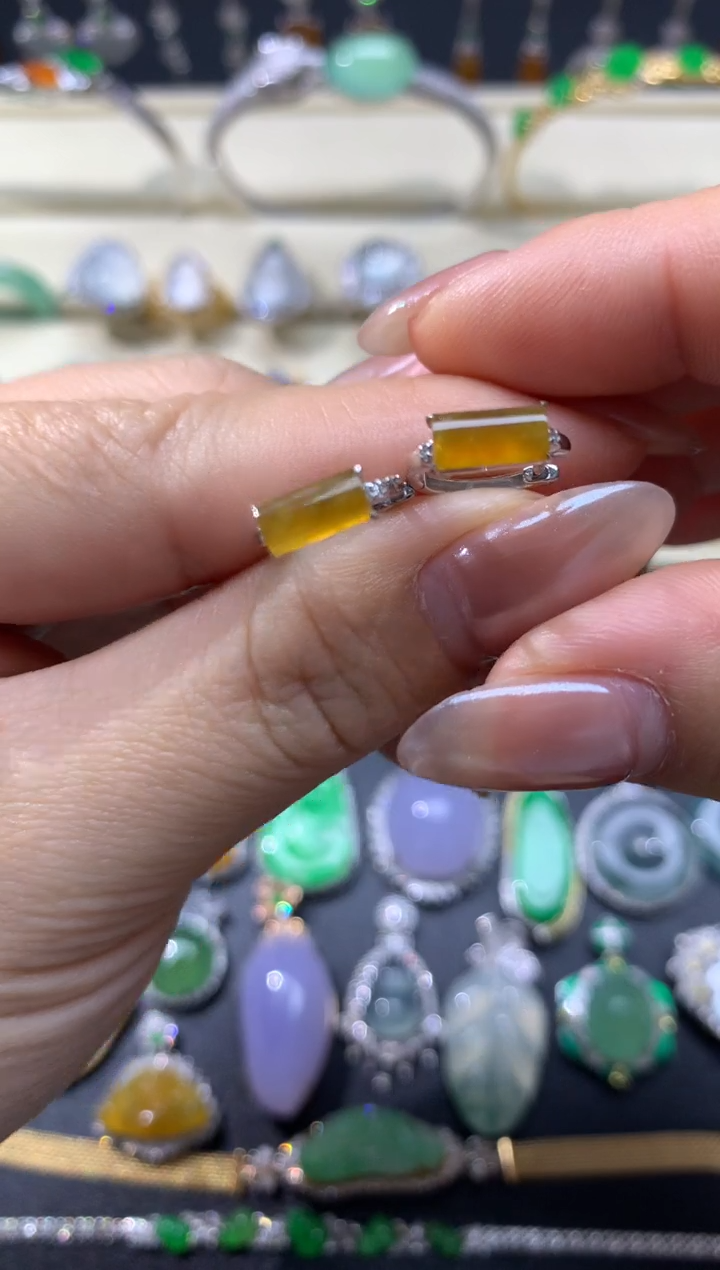 【闪购商品】翡翠颈饰18K金镶嵌耳饰