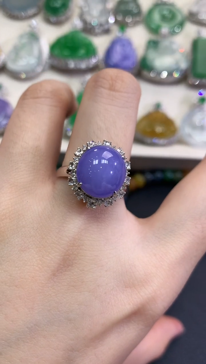 【闪购商品】翡翠戒指18K金镶嵌B156   紫货有色差