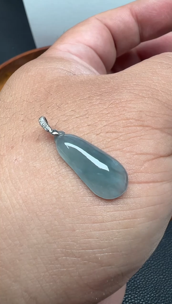 颈饰18K金镶嵌翡翠（58号）纯天然A货缅甸翡翠 福瓜锁骨链吊坠