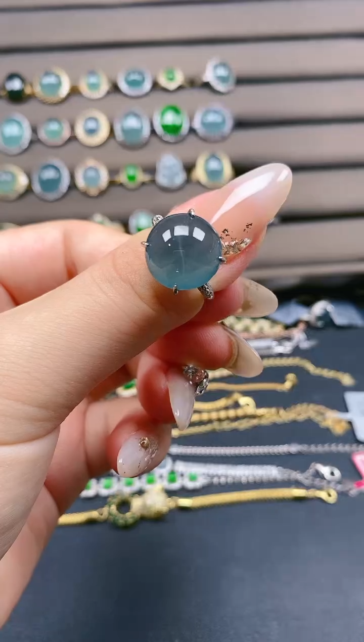 翡翠戒指银S925镶嵌1212