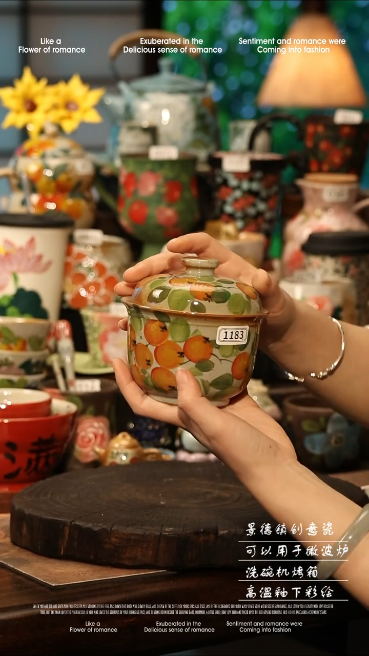 陶瓷景德镇高温釉下彩手工手绘款式@A1183@