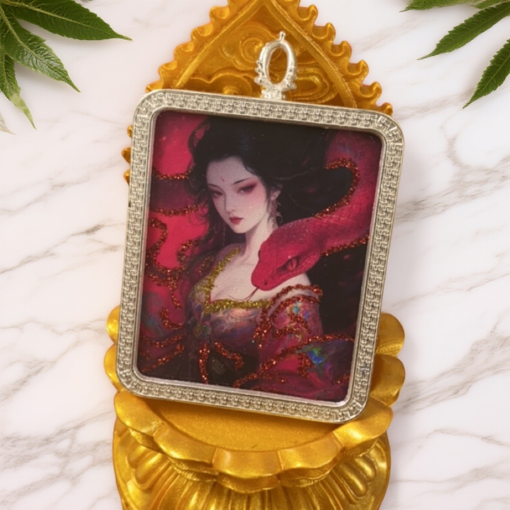 彩金红蟒娘娘唐卡