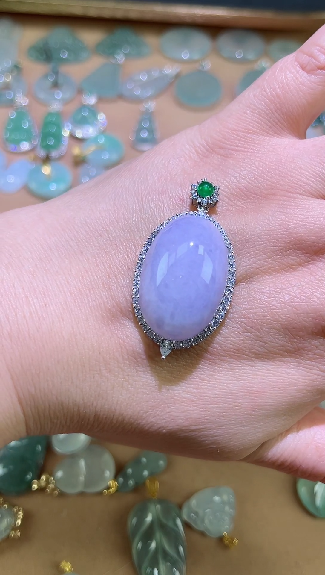 【闪购商品】翡翠颈饰银S925镶嵌紫色蛋面