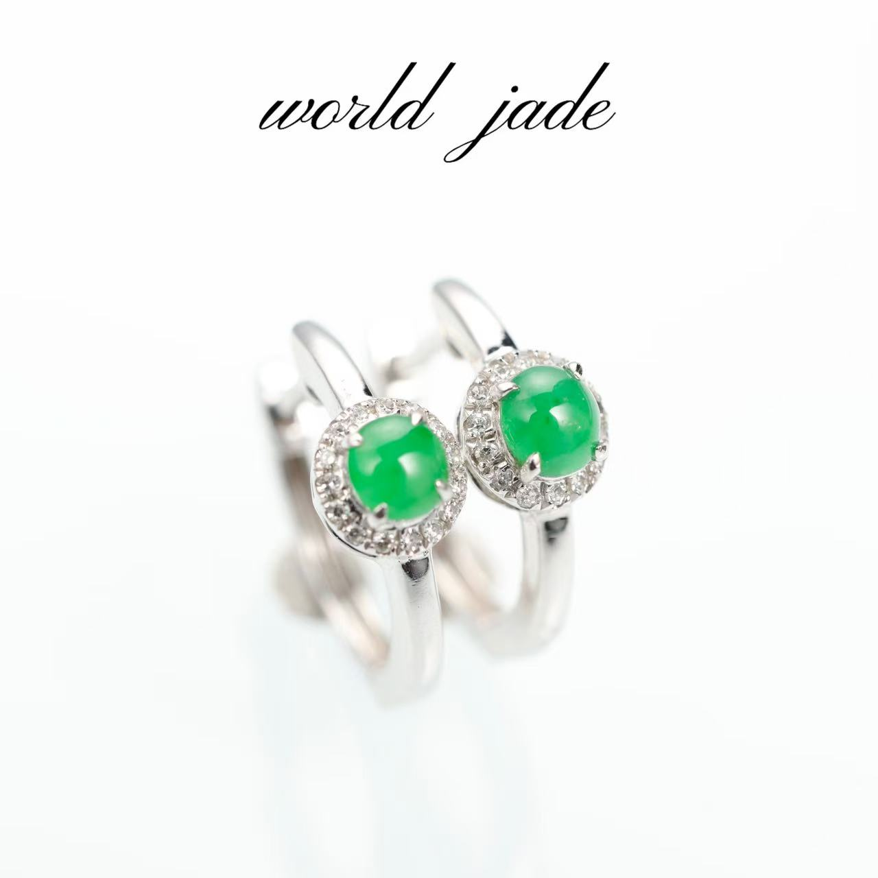 18k金镶 天然A货翡翠耳饰 L1818 多样性发其一