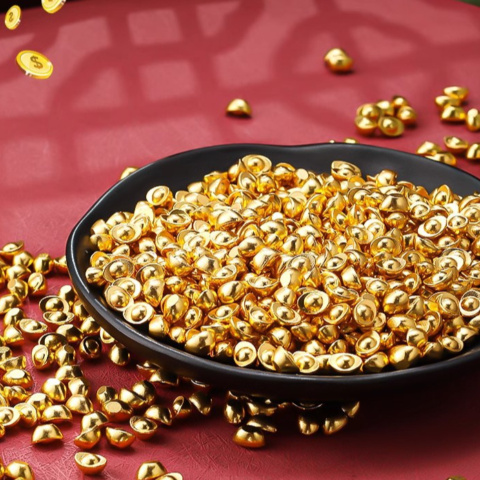 聚宝盆填充《实心砂金小元宝》迷你元宝百福缸填充元宝实心砂金元宝