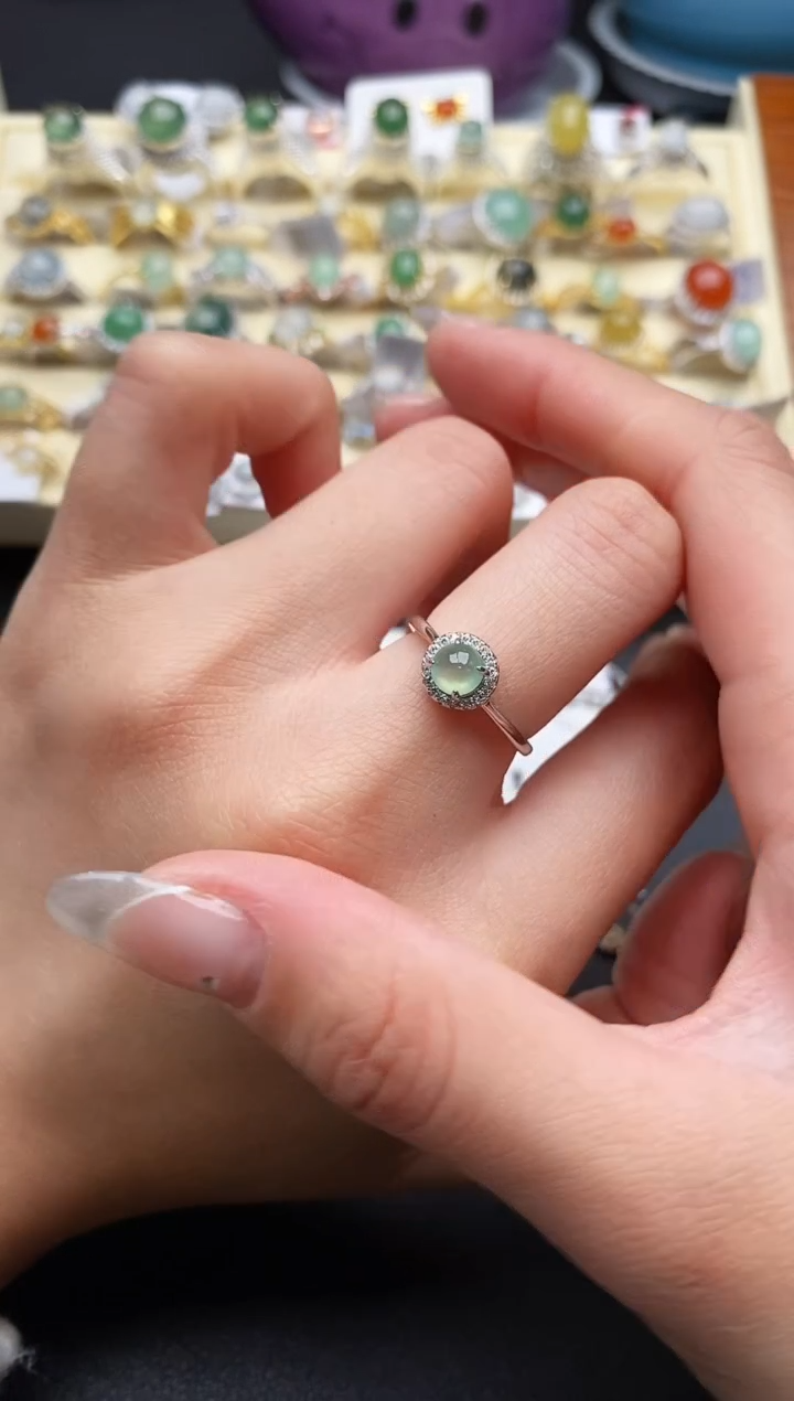 【闪购商品】翡翠戒指银S925镶嵌33333333+5