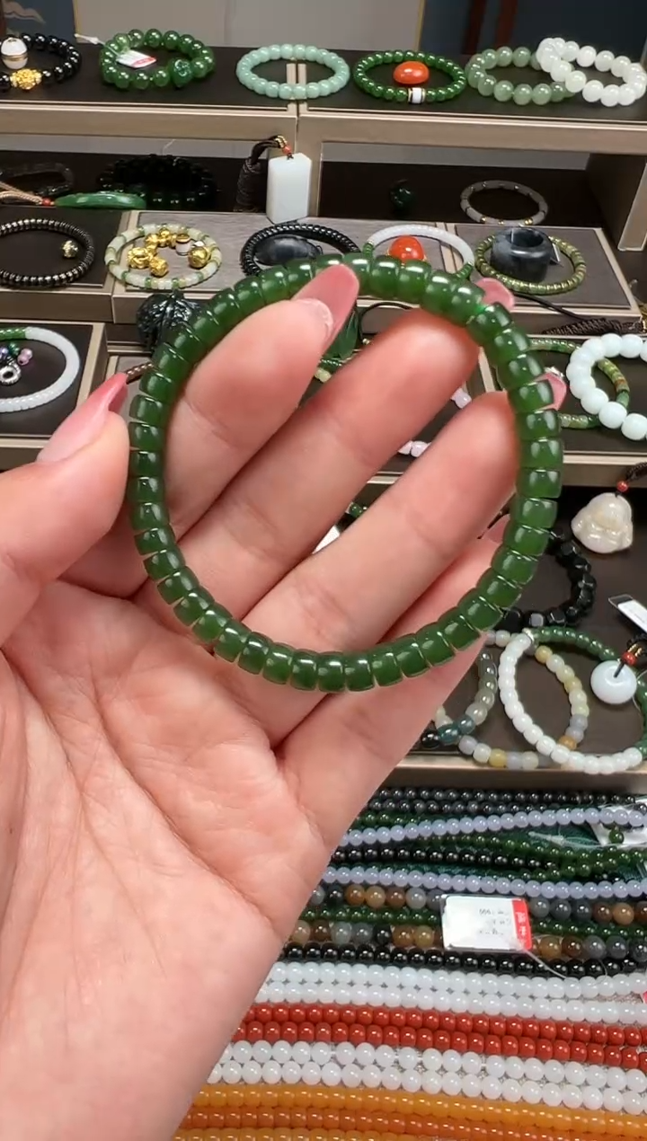 【闪购商品】和田玉手串未镶嵌碧玉卡6mm