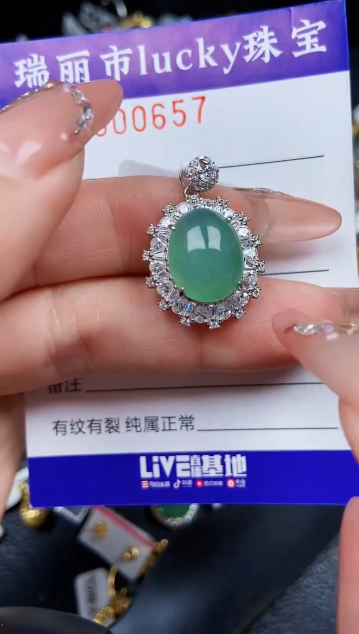 翡翠银S925镶嵌颈饰0657