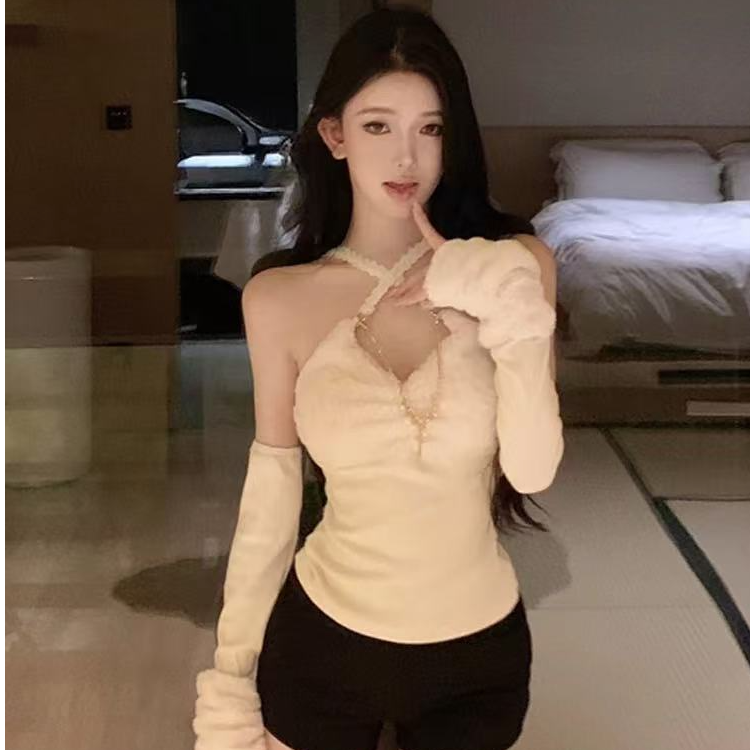 {苗}美式辣妹纯欲短款上衣女设计感绑带性感露背挂脖吊带背心