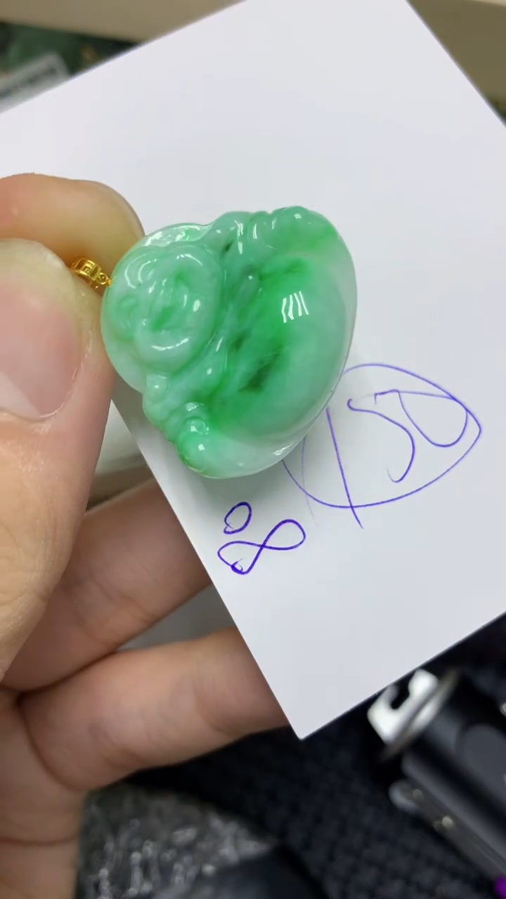 颈饰18K金镶嵌翡翠缅甸A货翡翠 