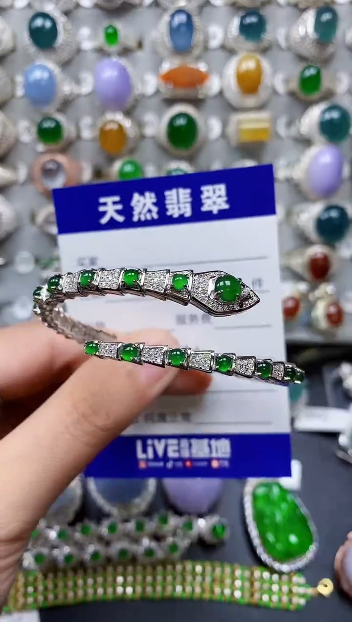 【闪购商品】翡翠手镯银S925镶嵌0494