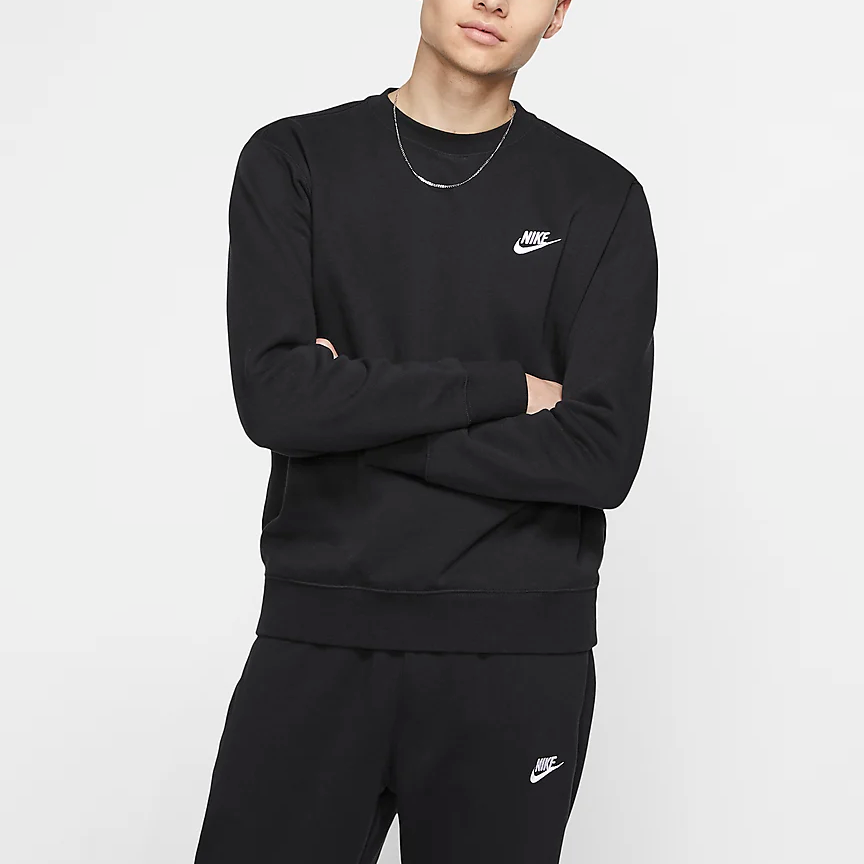 NIKE/耐克男子运动休闲加绒卫衣黑色圆领针织套头衫 BV2663010